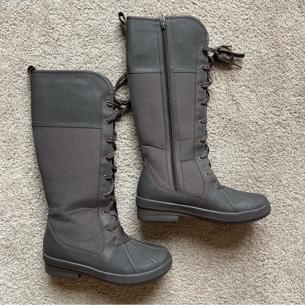 Clarks Tall Lace-Up Waterproof Boots in Dark Brown